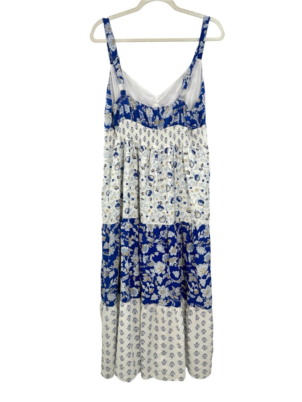 Perch Blu Pepper wildflower 1X Blue White Floral Tiered Midi Maxi Sundress Boho - Picture 4 of 14